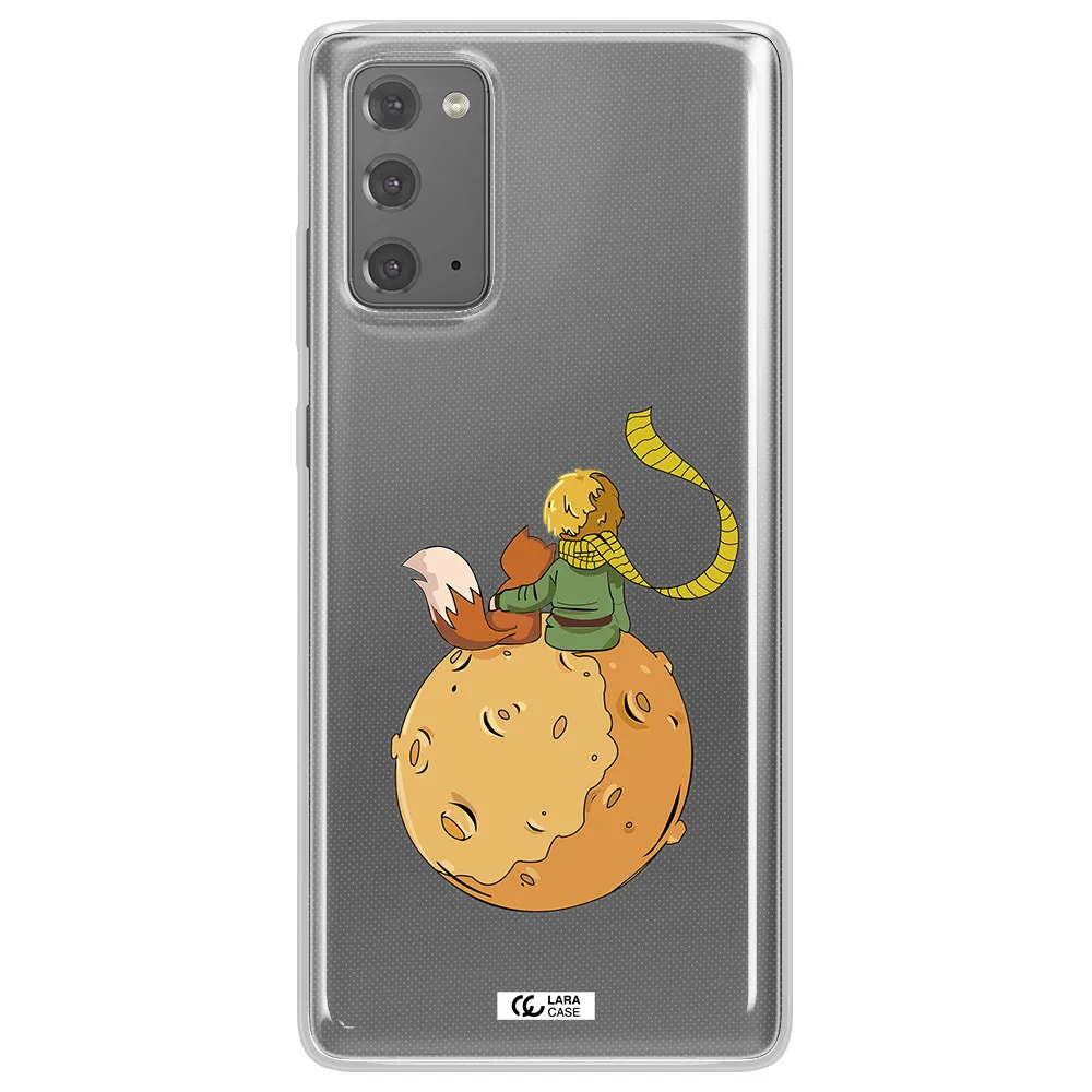 a cartoon of a fox and a fox sitting on a planet Samsung Note 20 Clear TPU Case