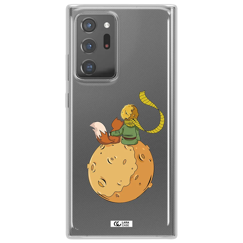 a cartoon of a fox and a fox sitting on a planet Samsung Note 20 Ultra Clear TPU Case