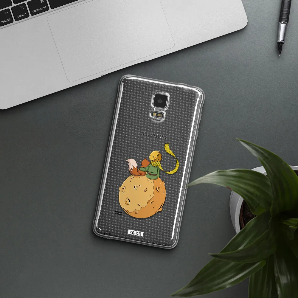 a cartoon of a fox and a fox sitting on a planet Samsung Note 4 Clear TPU Case