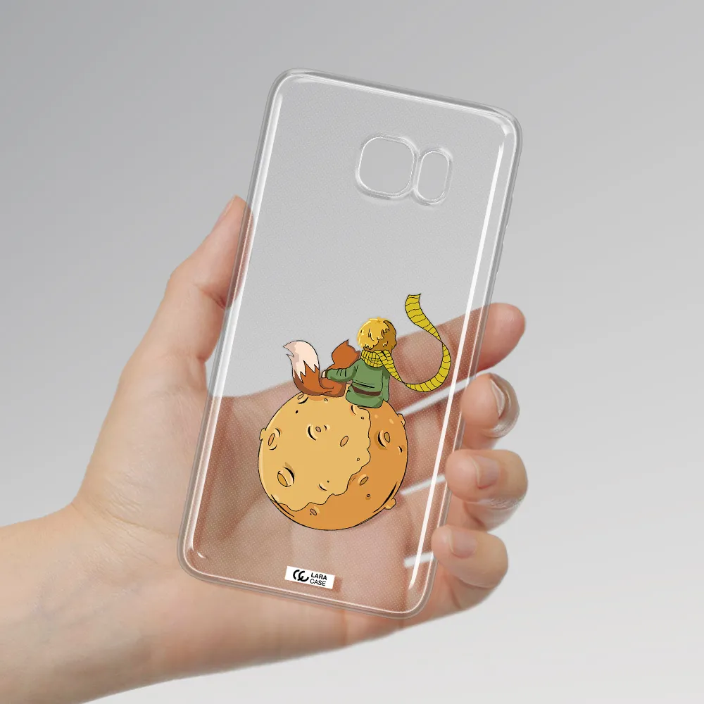 a cartoon of a fox and a fox sitting on a planet Samsung Note 5 Clear TPU Case