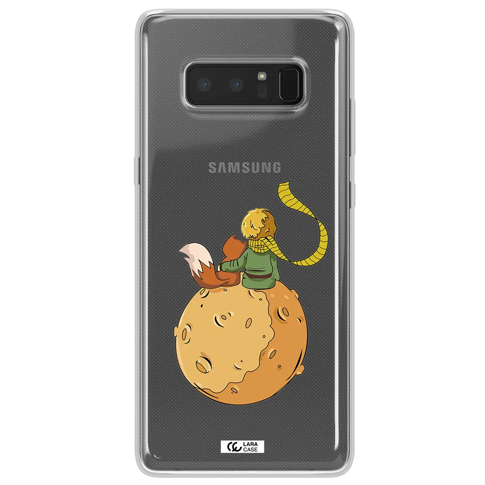 a cartoon of a fox and a fox sitting on a planet Samsung Note 8 Clear TPU Case
