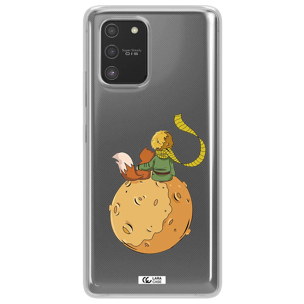 a cartoon of a fox and a fox sitting on a planet Samsung S10 Lite Clear TPU Case