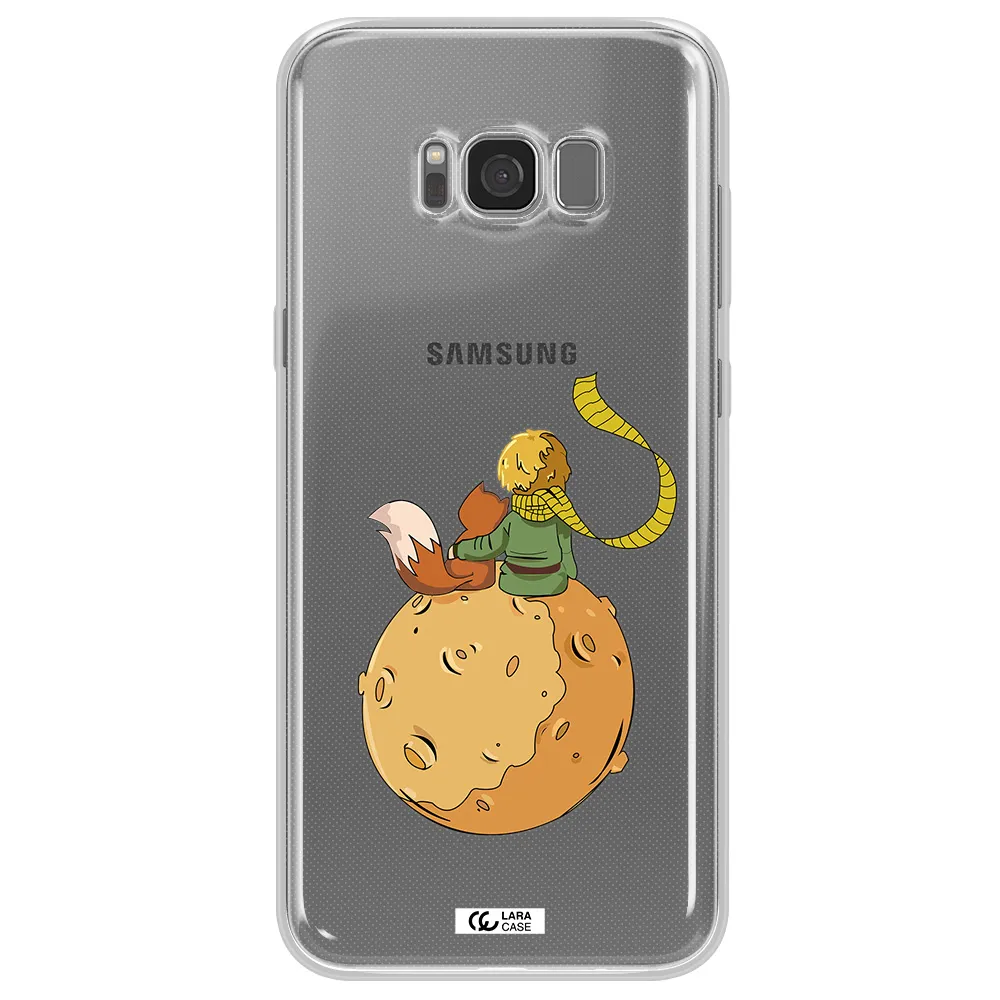 a cartoon of a fox and a fox sitting on a planet Samsung S8 Clear TPU Case