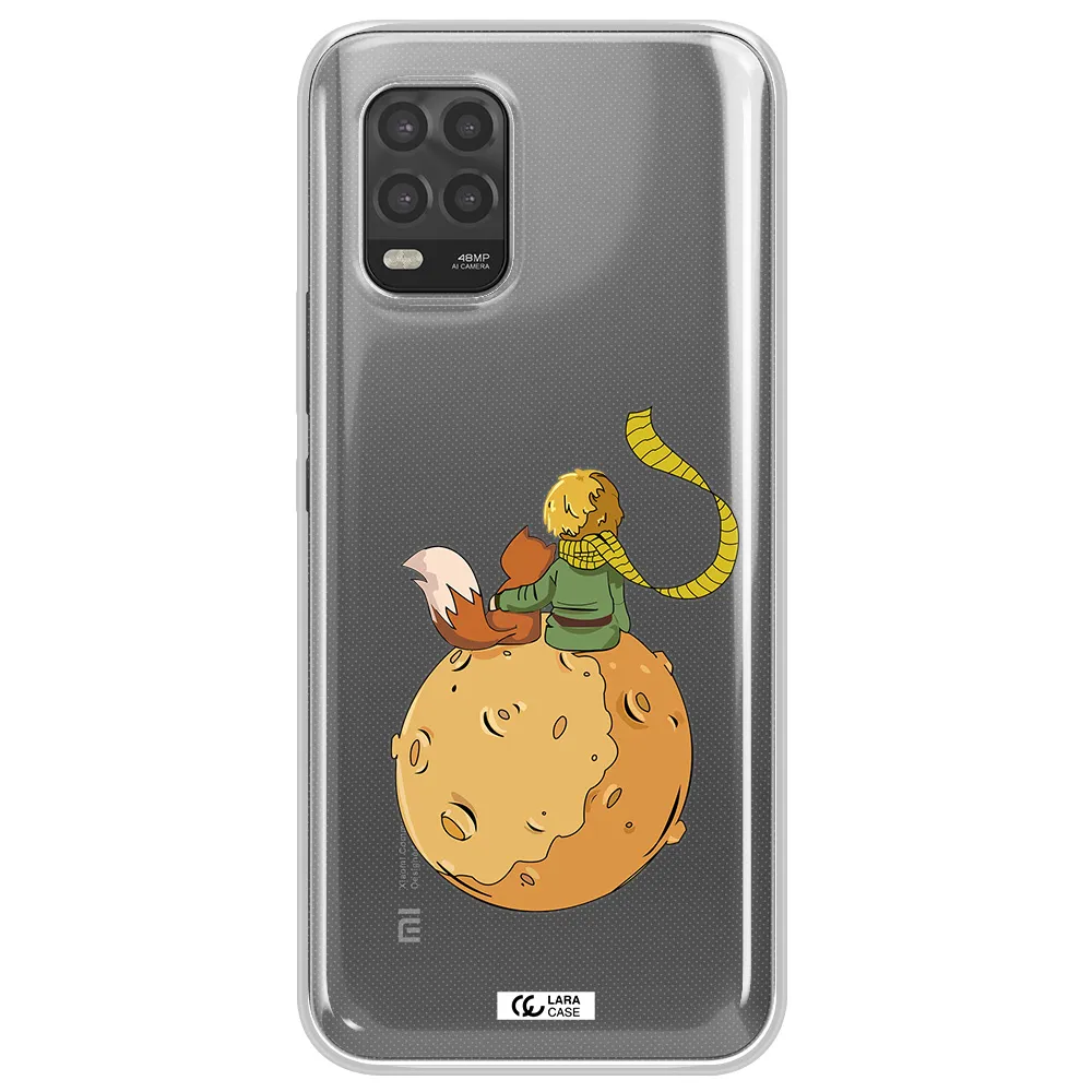 a cartoon of a fox and a fox sitting on a planet Xiaomi Mi 10 Lite Clear TPU Case