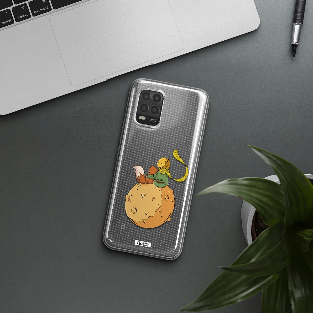 a cartoon of a fox and a fox sitting on a planet Xiaomi Mi 10 Lite Clear TPU Case