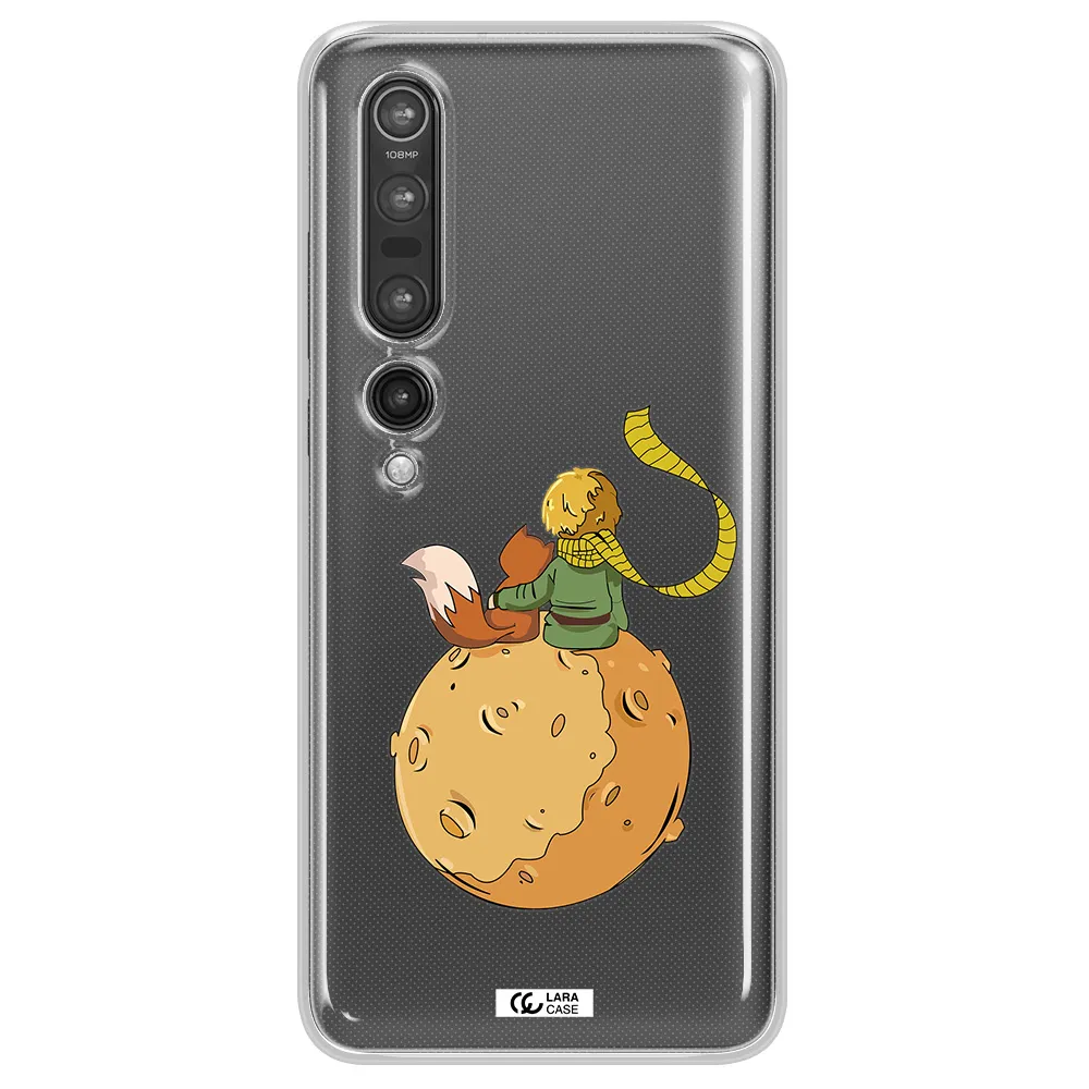 a cartoon of a fox and a fox sitting on a planet Xiaomi Mi 10 Pro Clear TPU Case