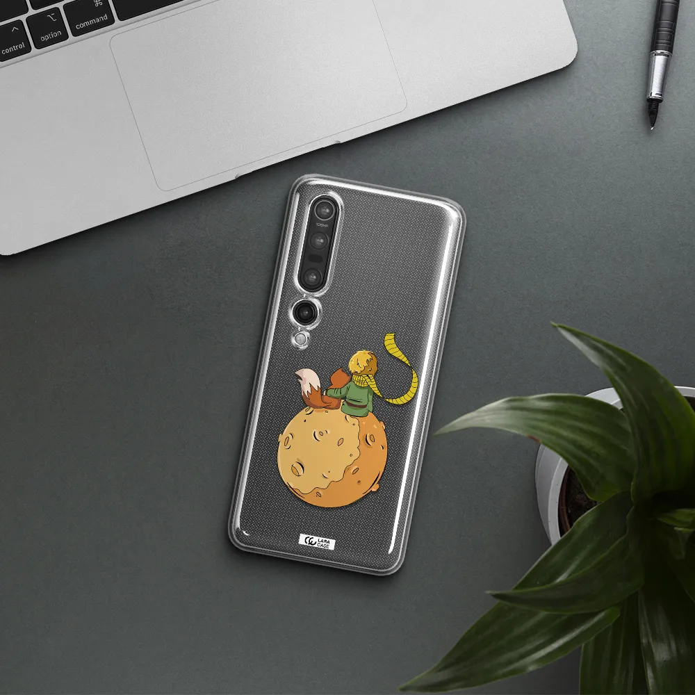 a cartoon of a fox and a fox sitting on a planet Xiaomi Mi 10 Pro Clear TPU Case