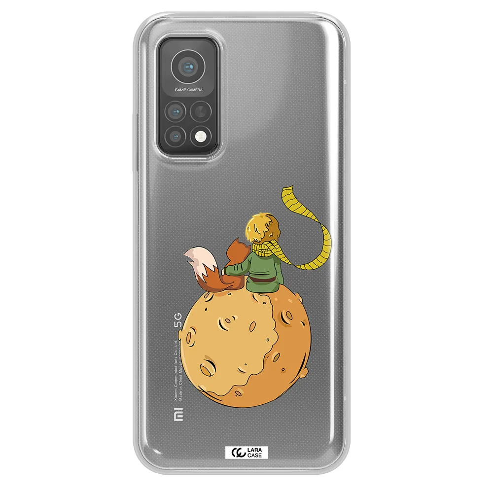 a cartoon of a fox and a fox sitting on a planet Xiaomi Mi 10 T Pro Clear TPU Case