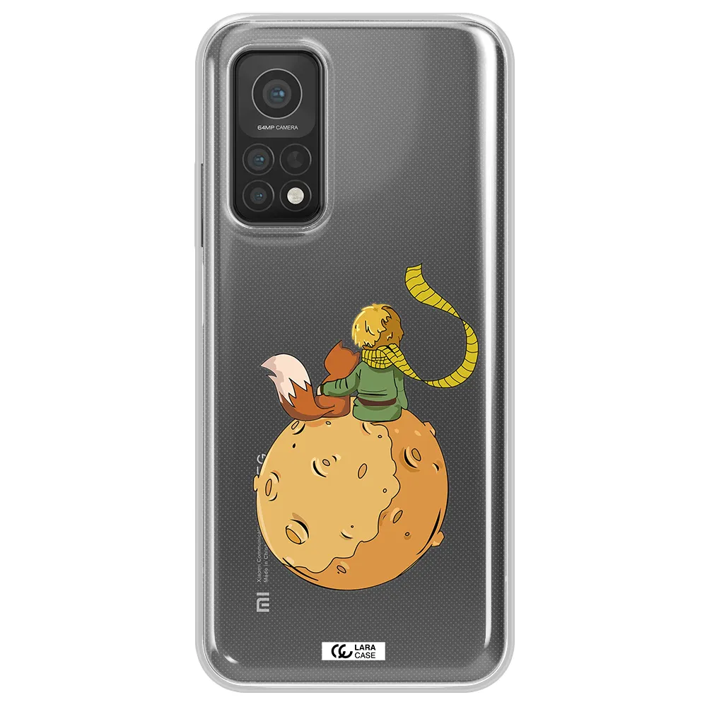 a cartoon of a fox and a fox sitting on a planet Xiaomi Mi 10T Clear TPU Case