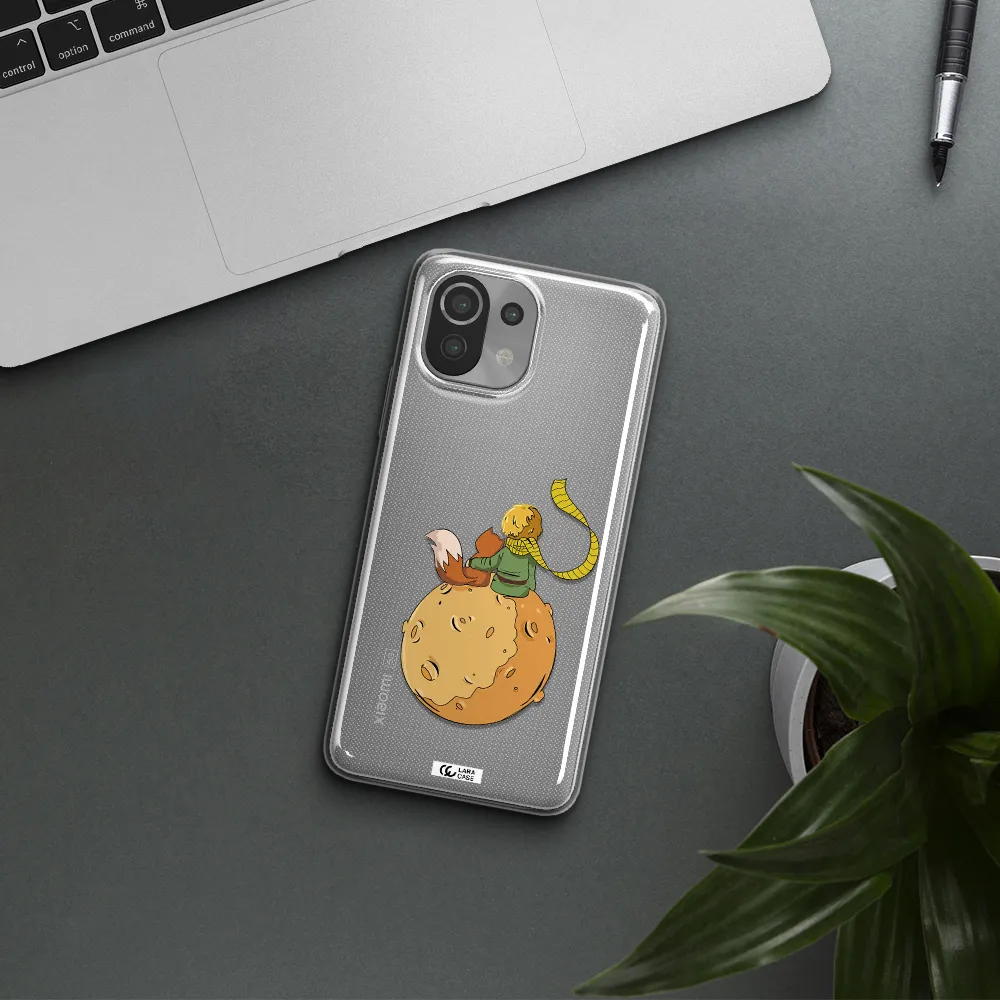 a cartoon of a fox and a fox sitting on a planet Xiaomi Mi 11 Lite Clear TPU Case