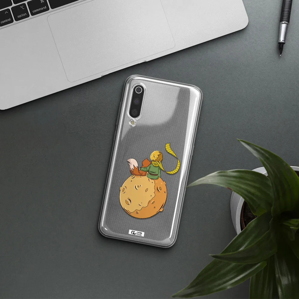 a cartoon of a fox and a fox sitting on a planet Xiaomi Mi 9 Clear TPU Case