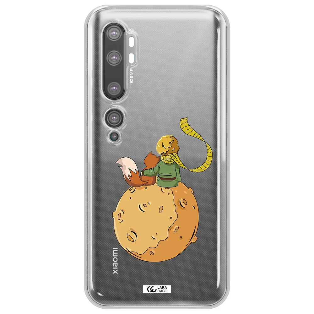a cartoon of a fox and a fox sitting on a planet Xiaomi Mi Note 10 Clear TPU Case