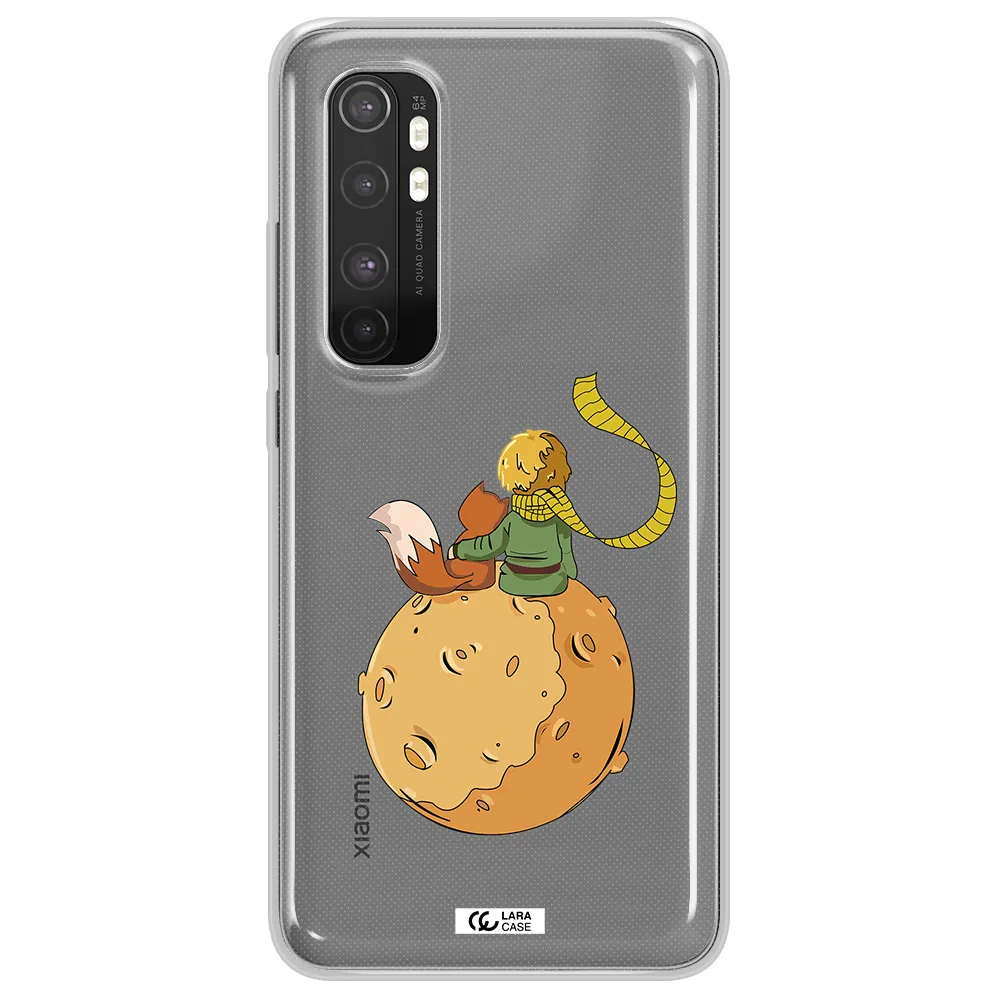 a cartoon of a fox and a fox sitting on a planet Xiaomi Mi Note 10 Lite Clear TPU Case