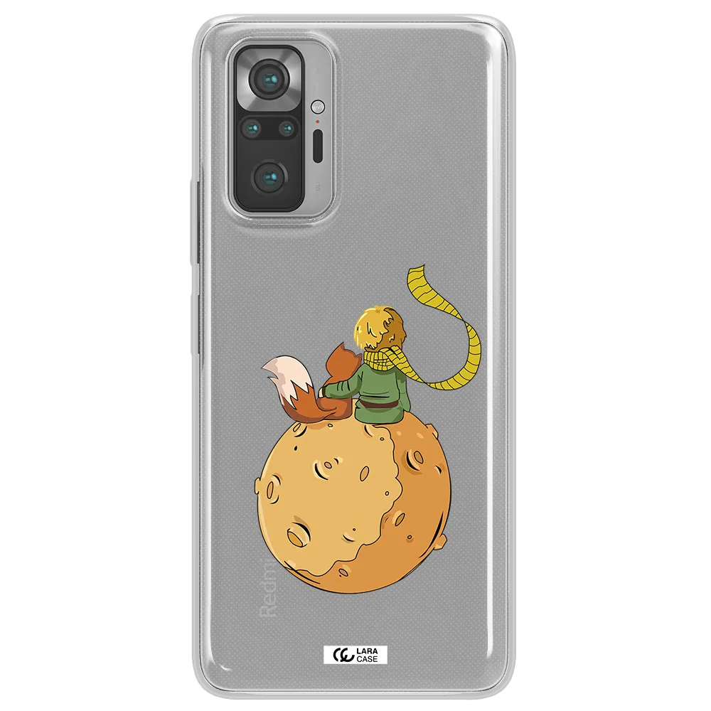 a cartoon of a fox and a fox sitting on a planet Xiaomi Note 10 Pro Clear TPU Case