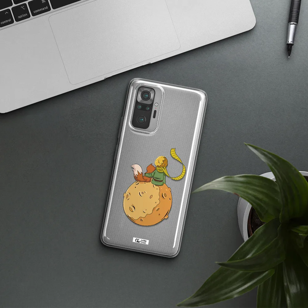 a cartoon of a fox and a fox sitting on a planet Xiaomi Note 10 Pro Clear TPU Case