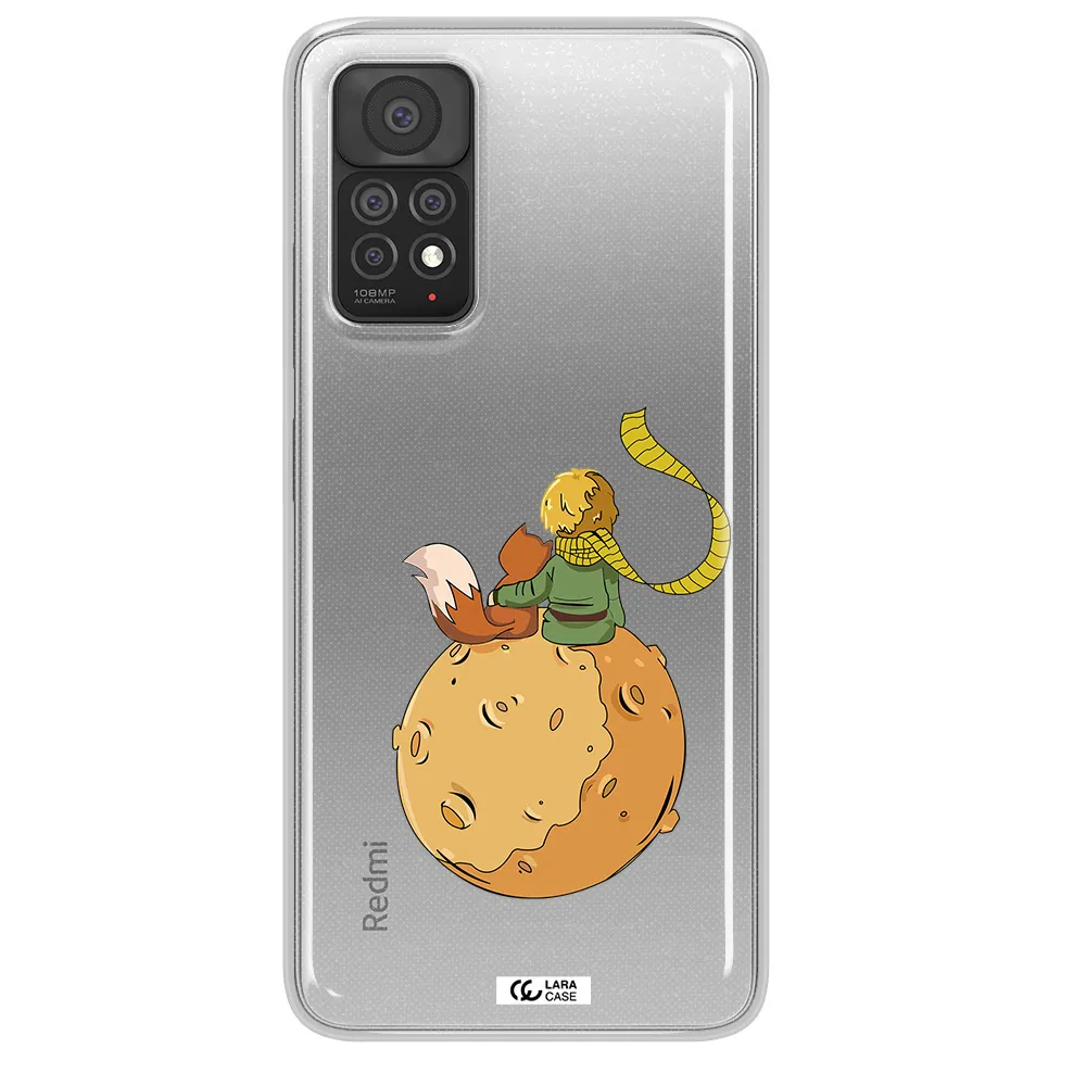 a cartoon of a fox and a fox sitting on a planet Xiaomi Note 11 Pro Clear TPU Case