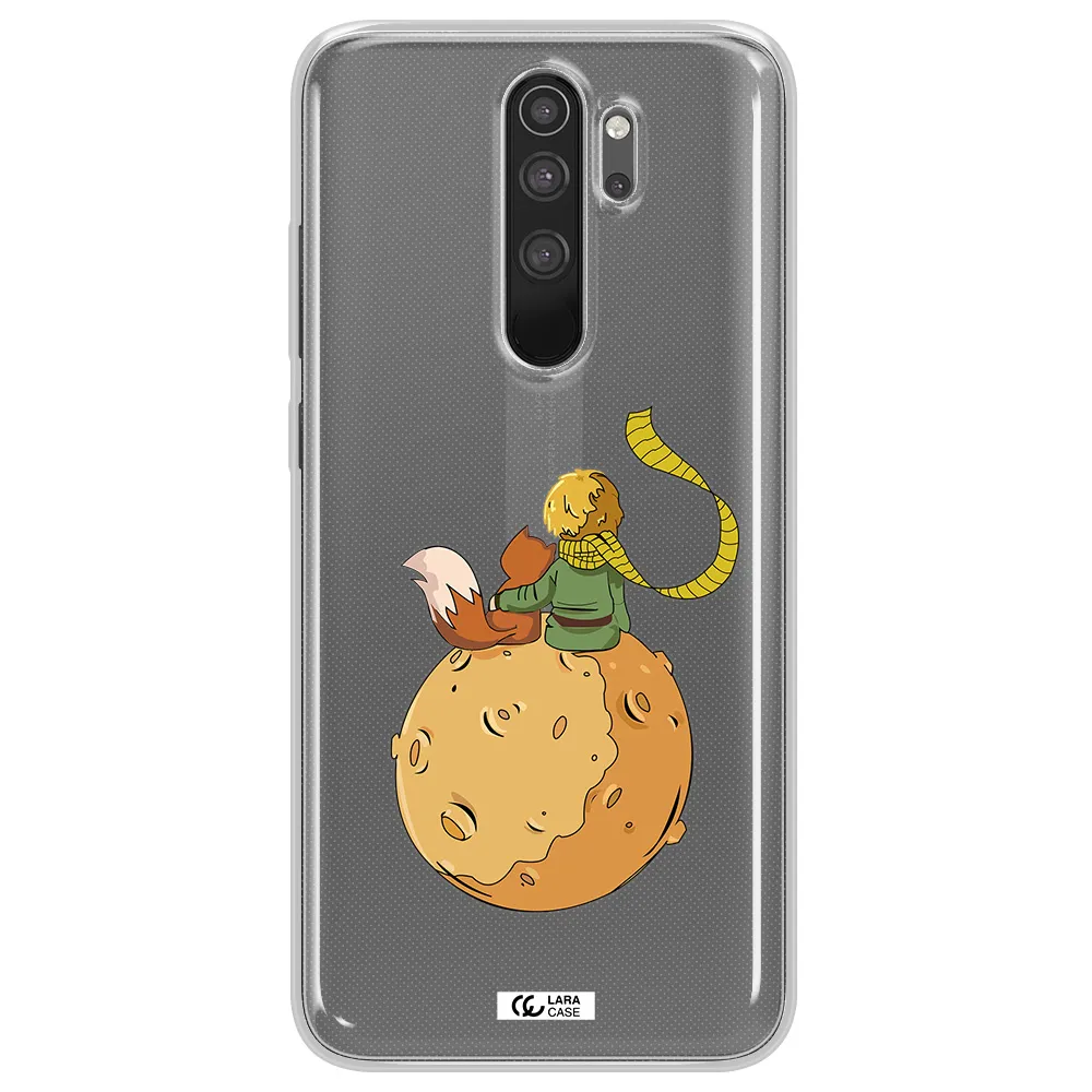 a cartoon of a fox and a fox sitting on a planet Xiaomi Note 8 Pro Clear TPU Case