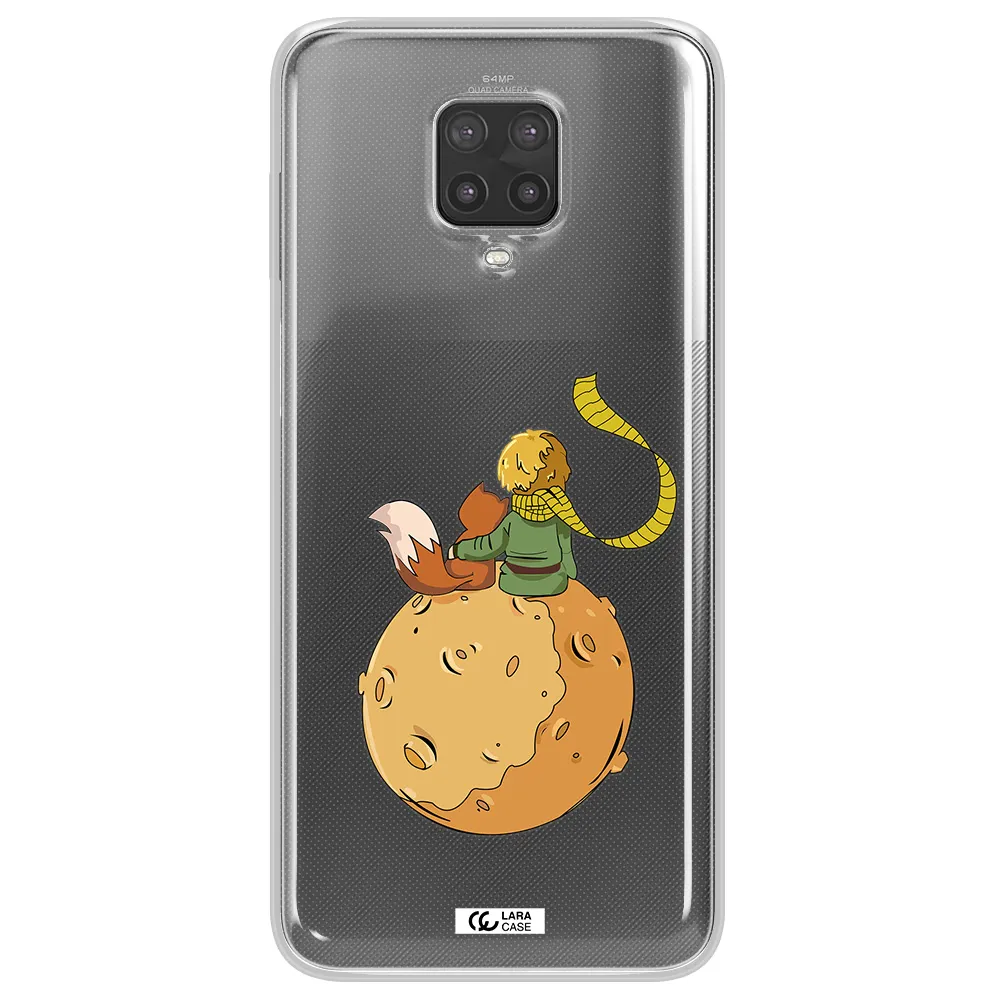 a cartoon of a fox and a fox sitting on a planet Xiaomi Note 9 Pro Clear TPU Case