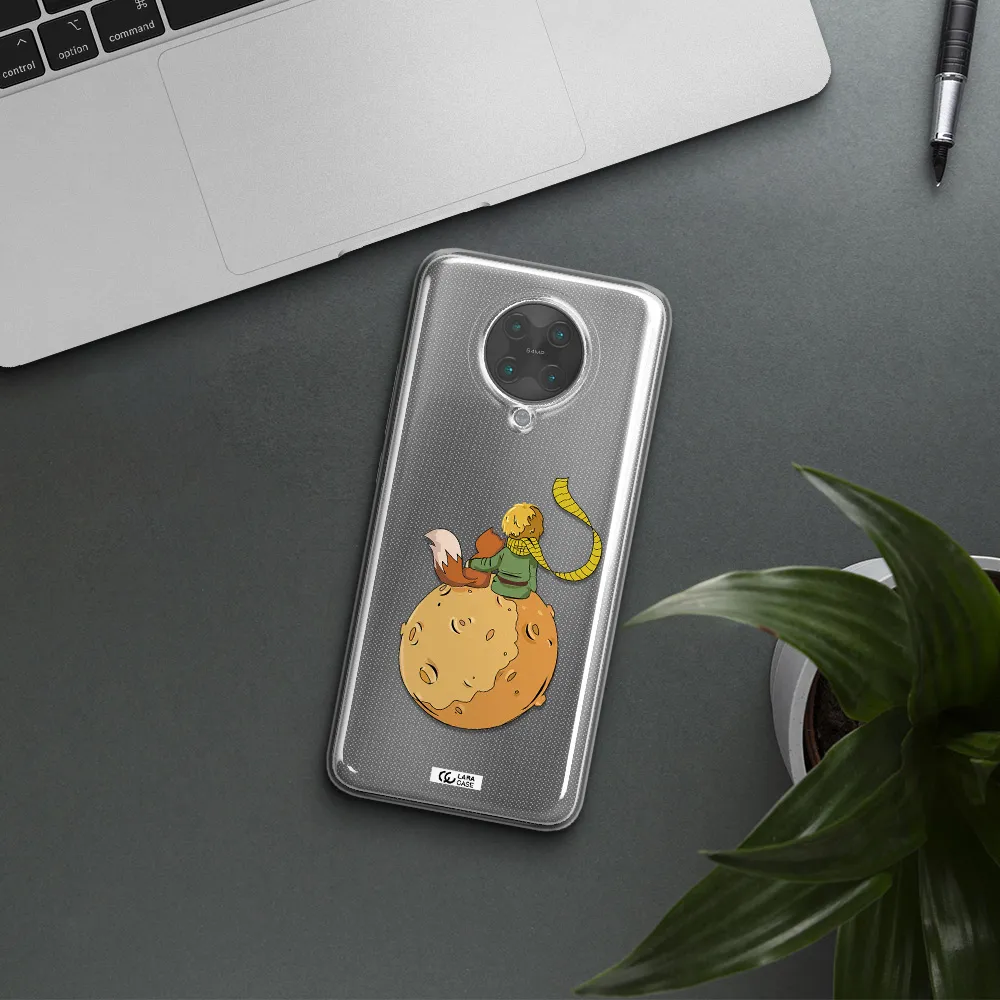 a cartoon of a fox and a fox sitting on a planet Xiaomi Poco F2 Pro Clear TPU Case
