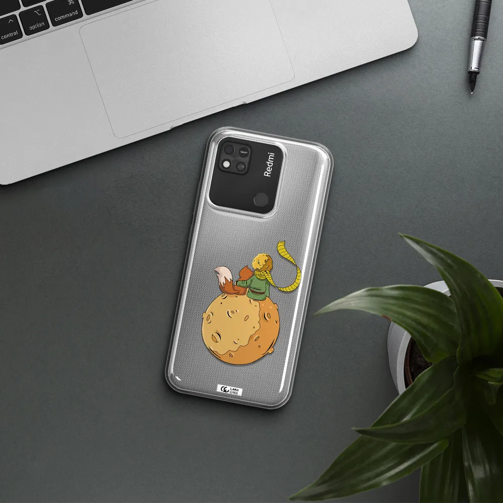 a cartoon of a fox and a fox sitting on a planet Xiaomi Redmi 10A Clear TPU Case