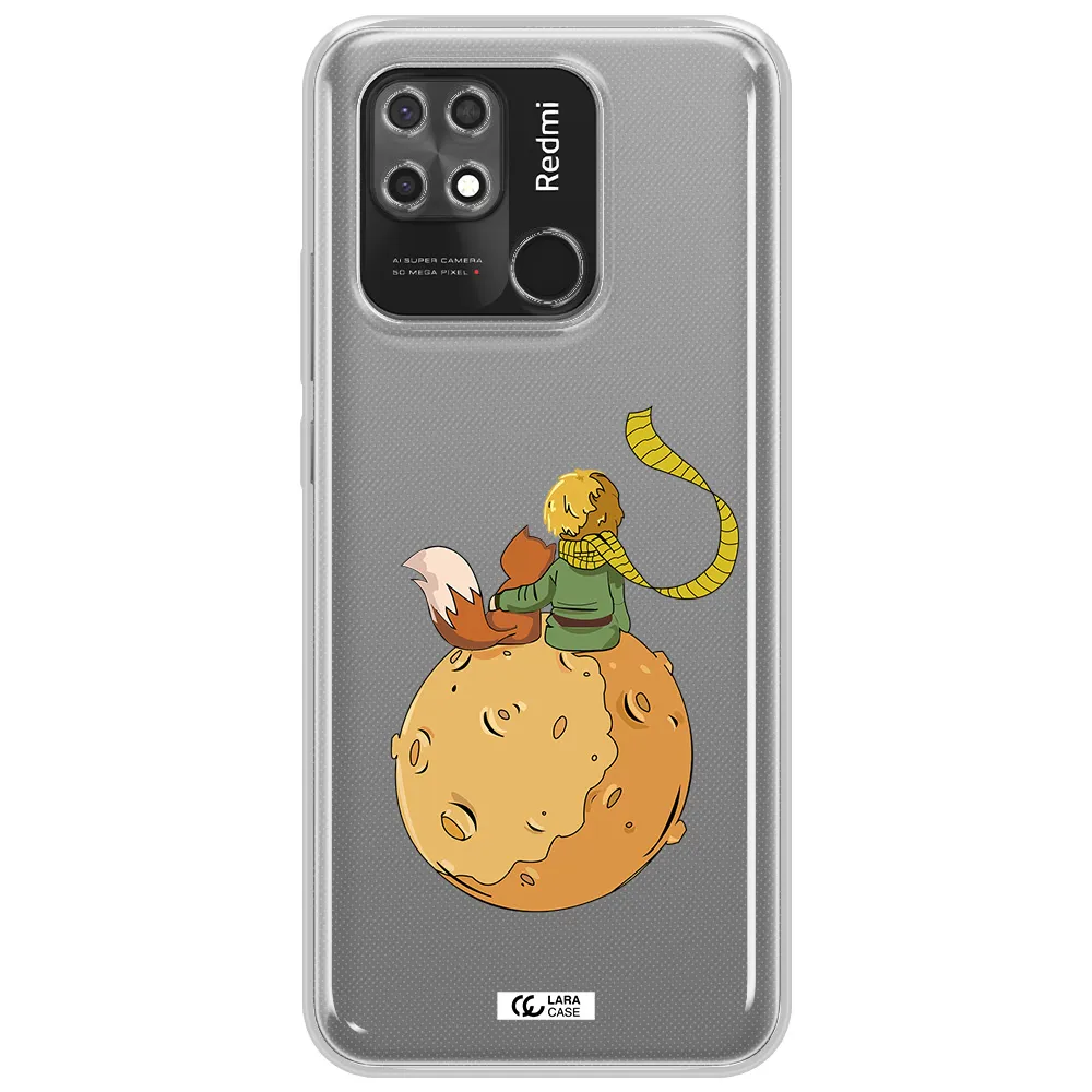 a cartoon of a fox and a fox sitting on a planet Xiaomi Redmi 10C Clear TPU Case