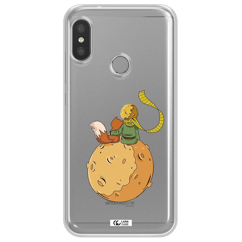 a cartoon of a fox and a fox sitting on a planet Xiaomi Redmi 6 Pro Clear TPU Case