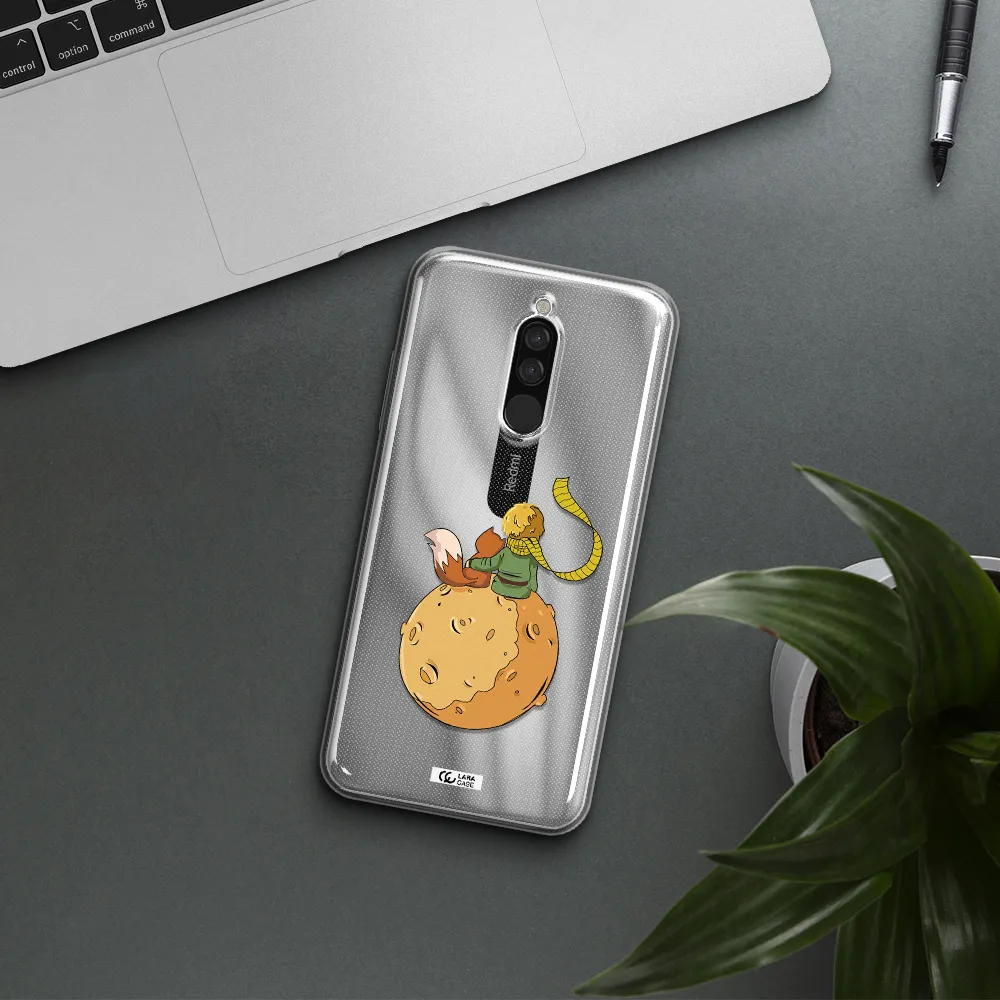 A Cartoon Of A Fox And A Fox Sitting On A Planet Xiaomi Redmi 8 Clear Tpu Case