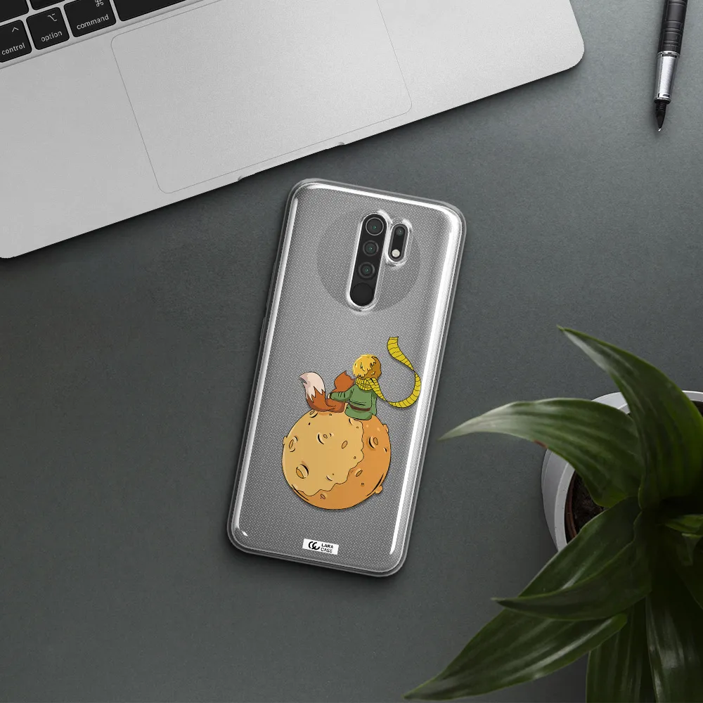 a cartoon of a fox and a fox sitting on a planet Xiaomi Redmi 9 Clear TPU Case