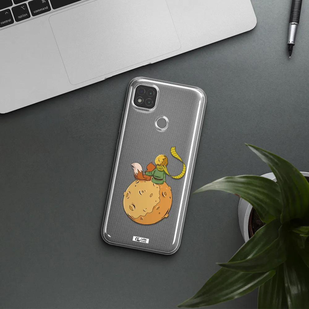 a cartoon of a fox and a fox sitting on a planet Xiaomi Redmi 9C Clear TPU Case