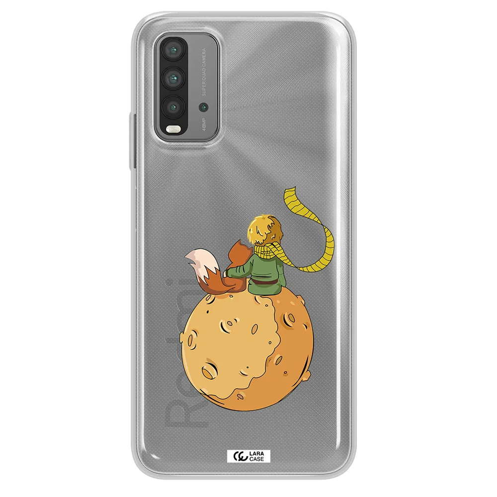 a cartoon of a fox and a fox sitting on a planet Xiaomi Redmi 9T Clear TPU Case