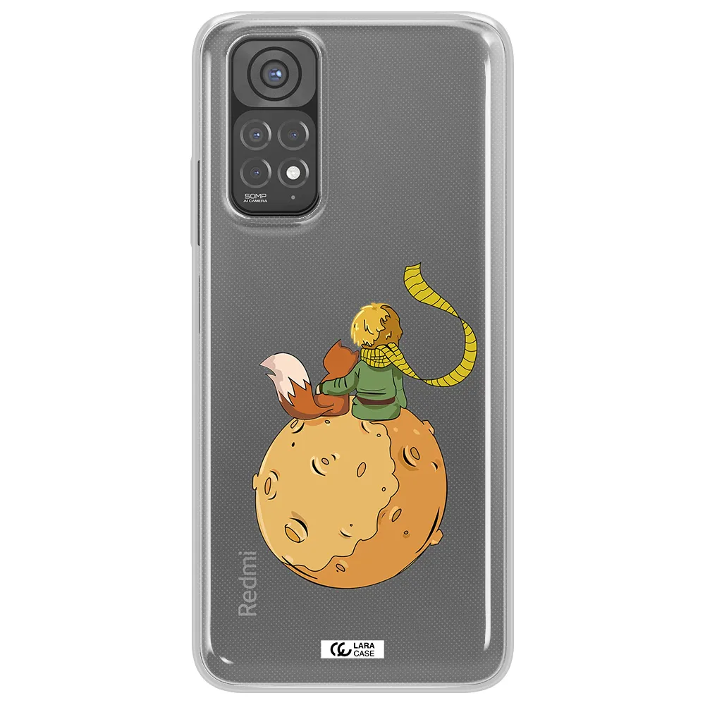 a cartoon of a fox and a fox sitting on a planet Xiaomi Redmi Note 11 Clear TPU Case