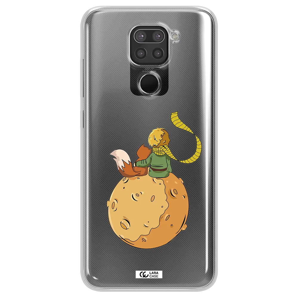 a cartoon of a fox and a fox sitting on a planet Xiaomi Redmi Note 9 Clear TPU Case
