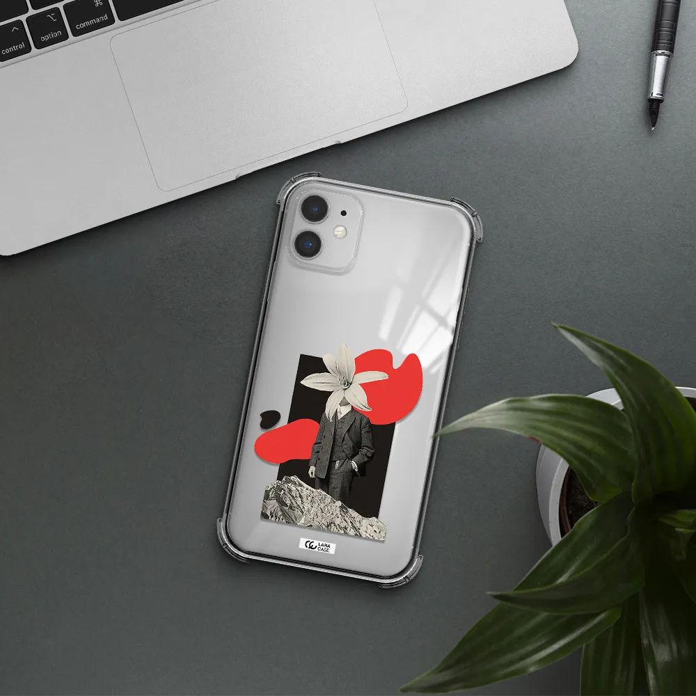 a man in a suit with a flower head Apple iPhone 11 Clear PC Case