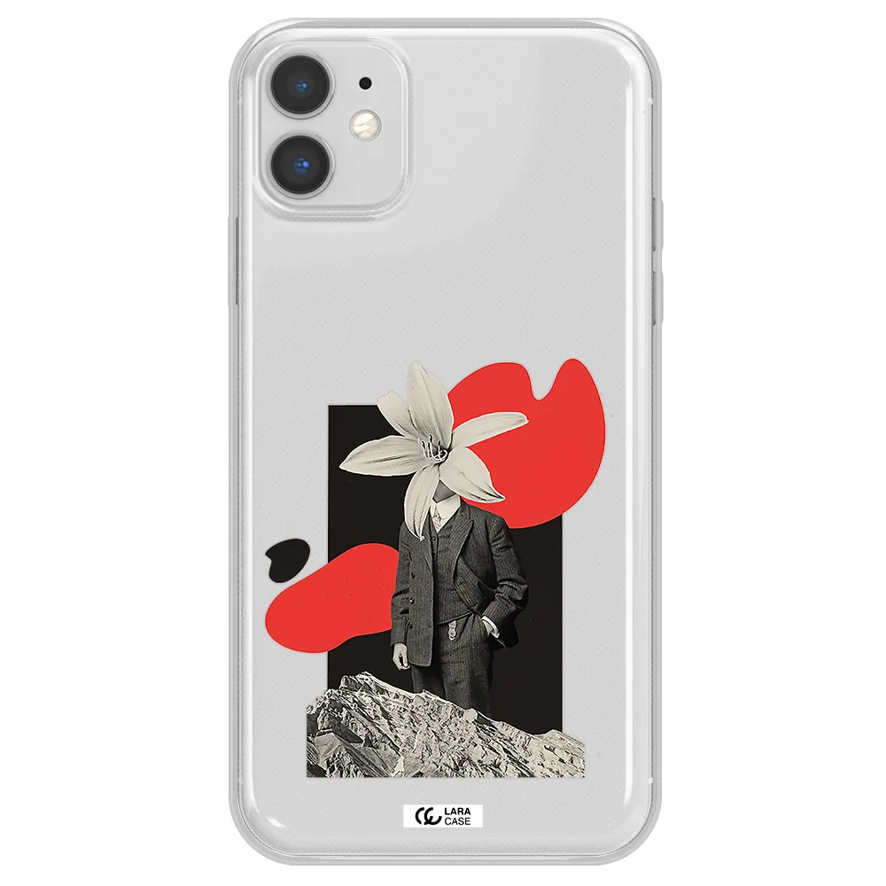 a man in a suit with a flower head Apple iPhone 11 Clear TPU Case
