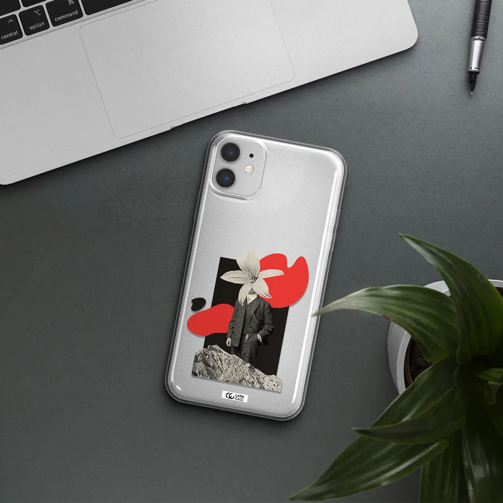 a man in a suit with a flower head Apple iPhone 11 Clear TPU Case