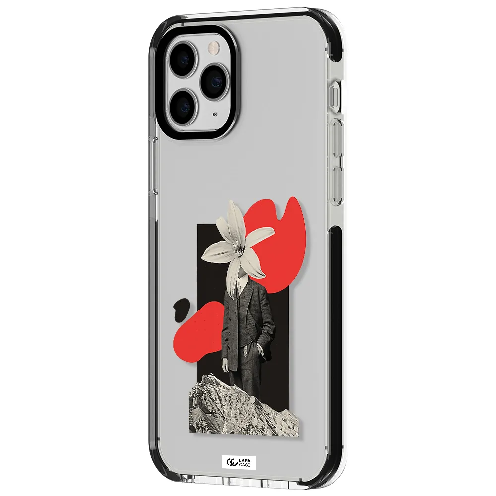 a man in a suit with a flower head Apple iPhone 11 pro impact black border Case