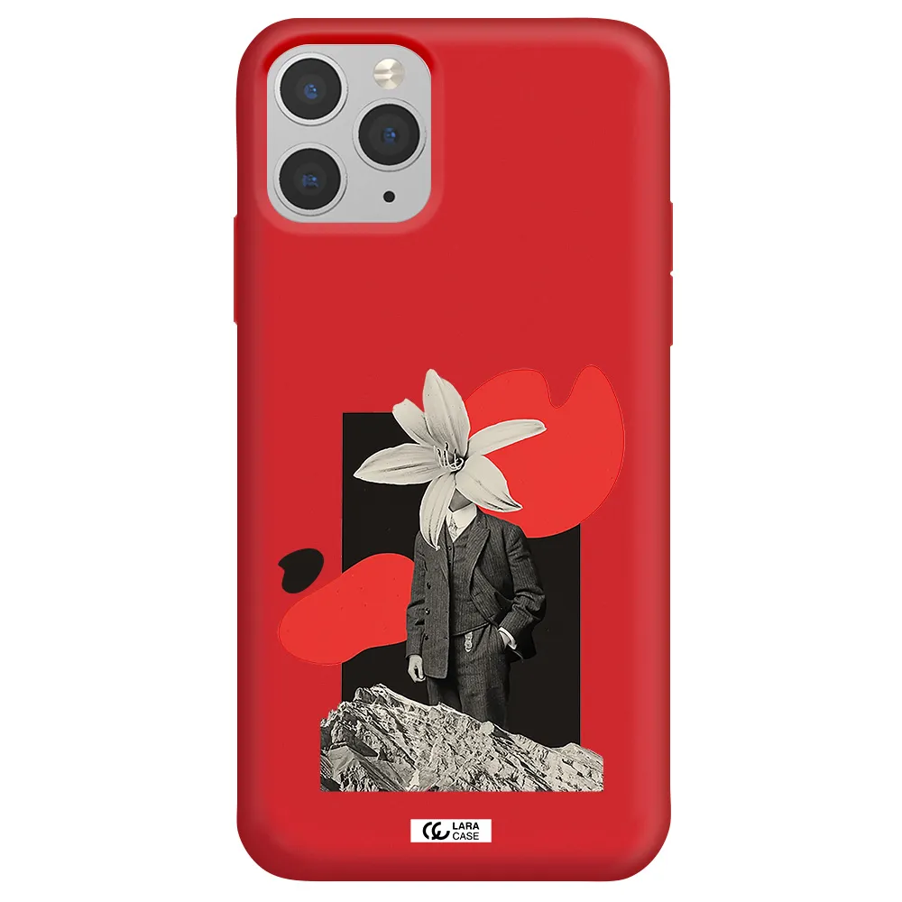 a man in a suit with a flower head Apple iPhone 11 pro max Silicone Imperial Red Case