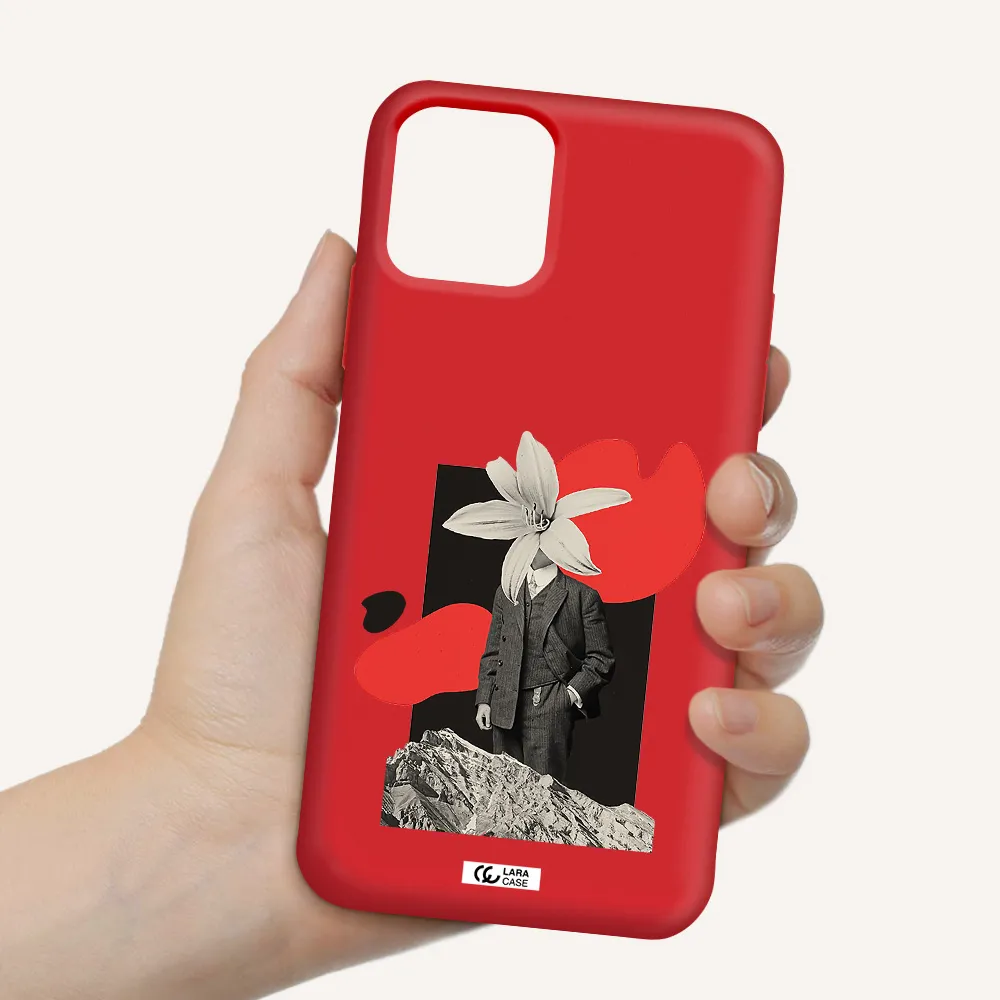 a man in a suit with a flower head Apple iPhone 11 pro max Silicone Imperial Red Case