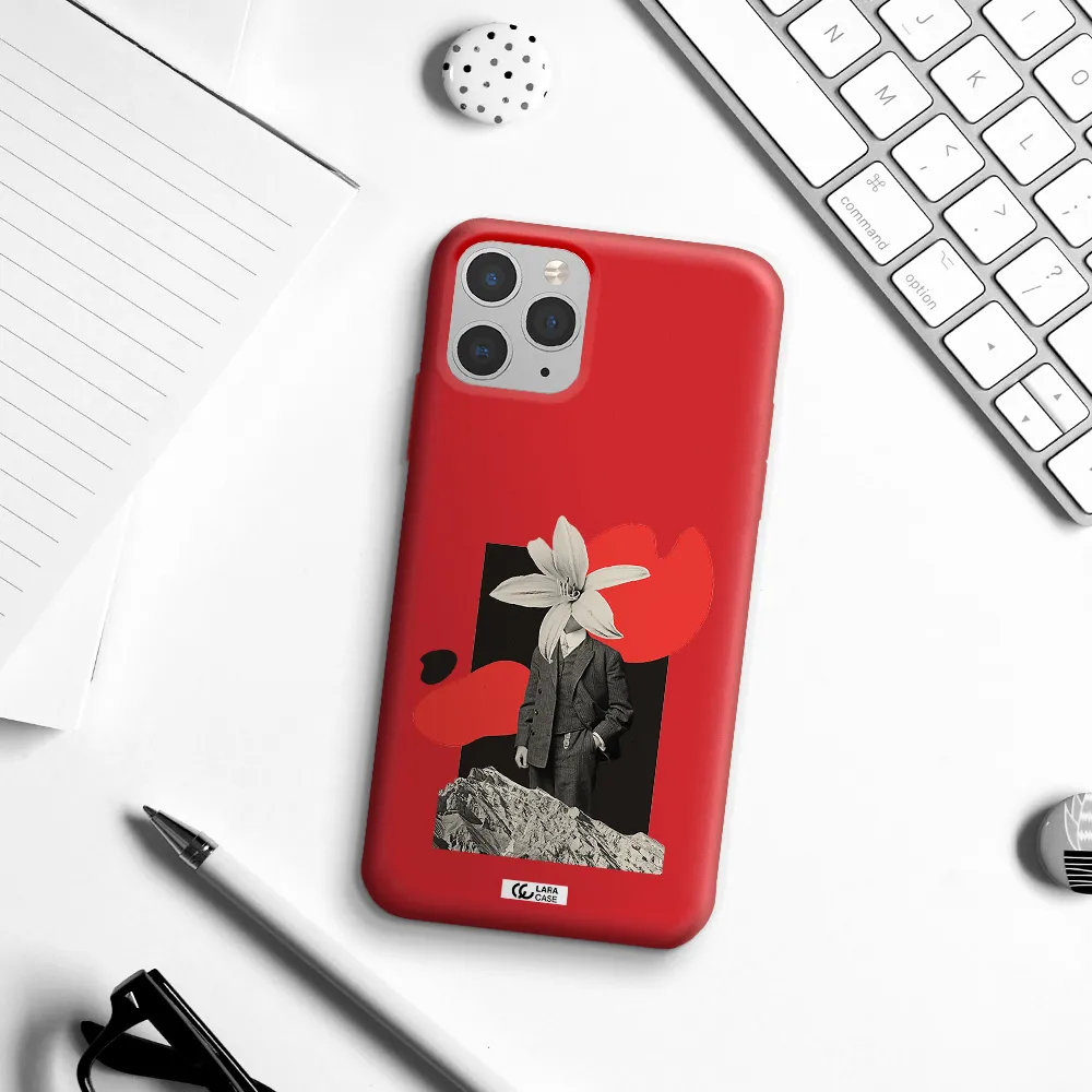 a man in a suit with a flower head Apple iPhone 11 pro max Silicone Imperial Red Case