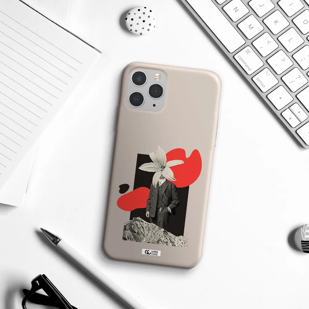 a man in a suit with a flower head Apple iPhone 11 pro max Silicone Stone Case