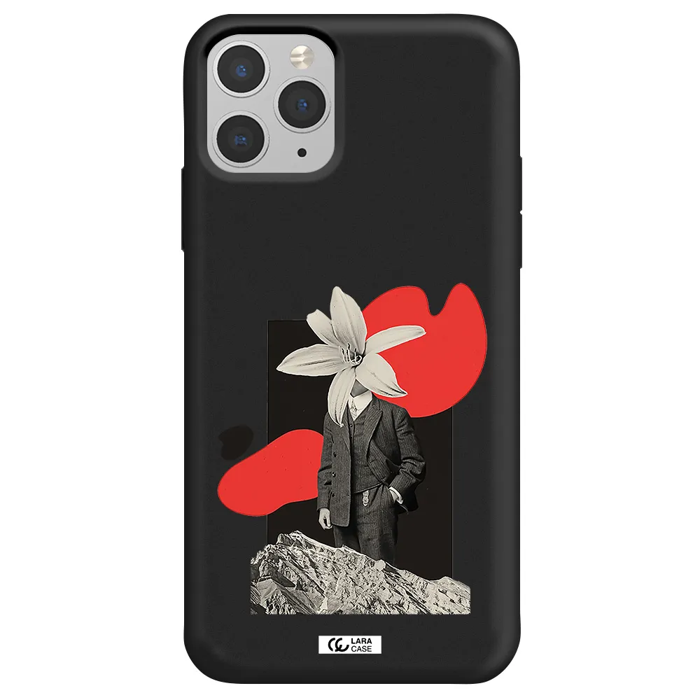 a man in a suit with a flower head Apple iPhone 11 pro Silicone black Case