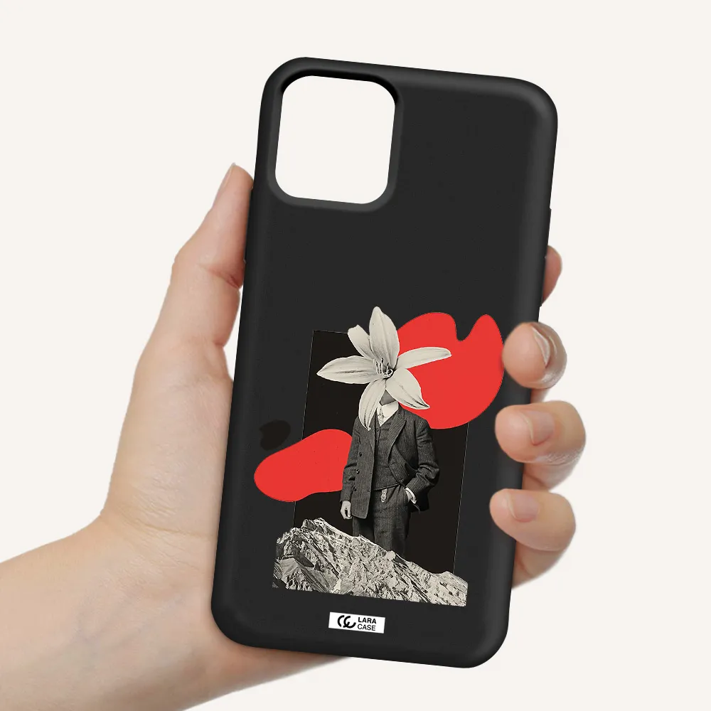 a man in a suit with a flower head Apple iPhone 11 pro Silicone black Case