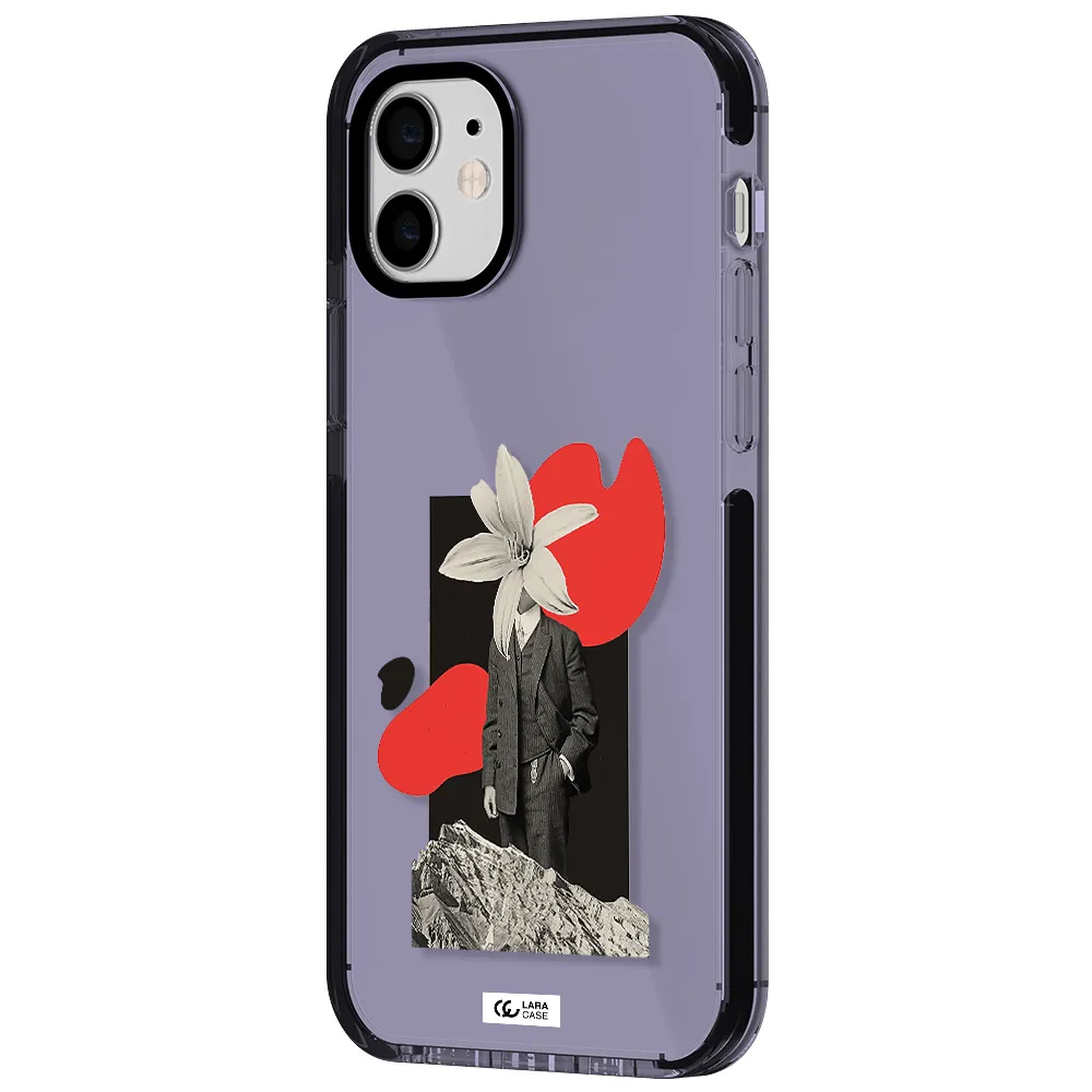 a man in a suit with a flower head Apple iPhone 12 impact Lilac Case