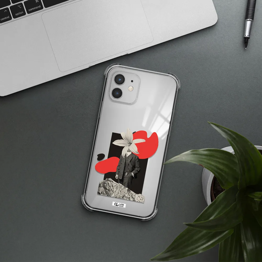a man in a suit with a flower head Apple iPhone 12 mini Clear PC Case