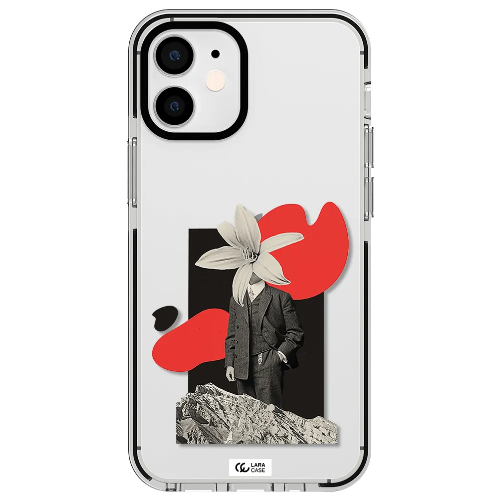 a man in a suit with a flower head Apple iPhone 12 mini impact black border Case