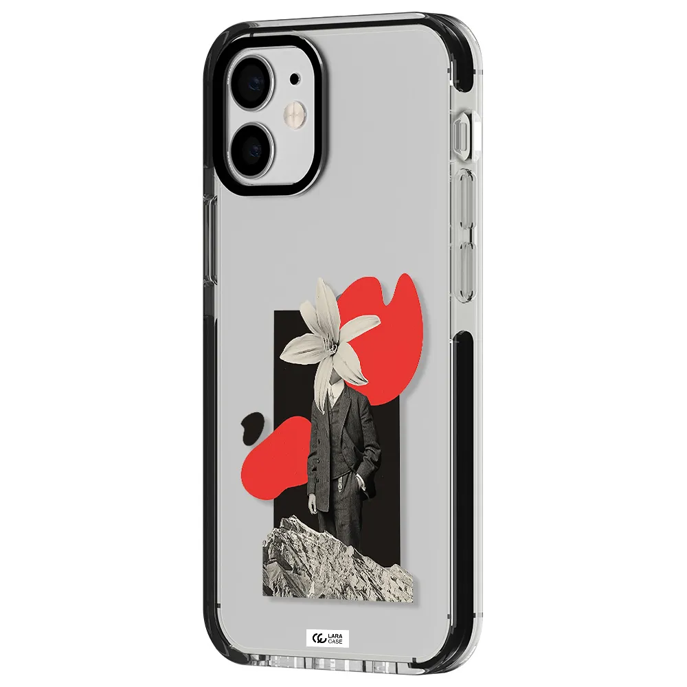a man in a suit with a flower head Apple iPhone 12 mini impact black border Case