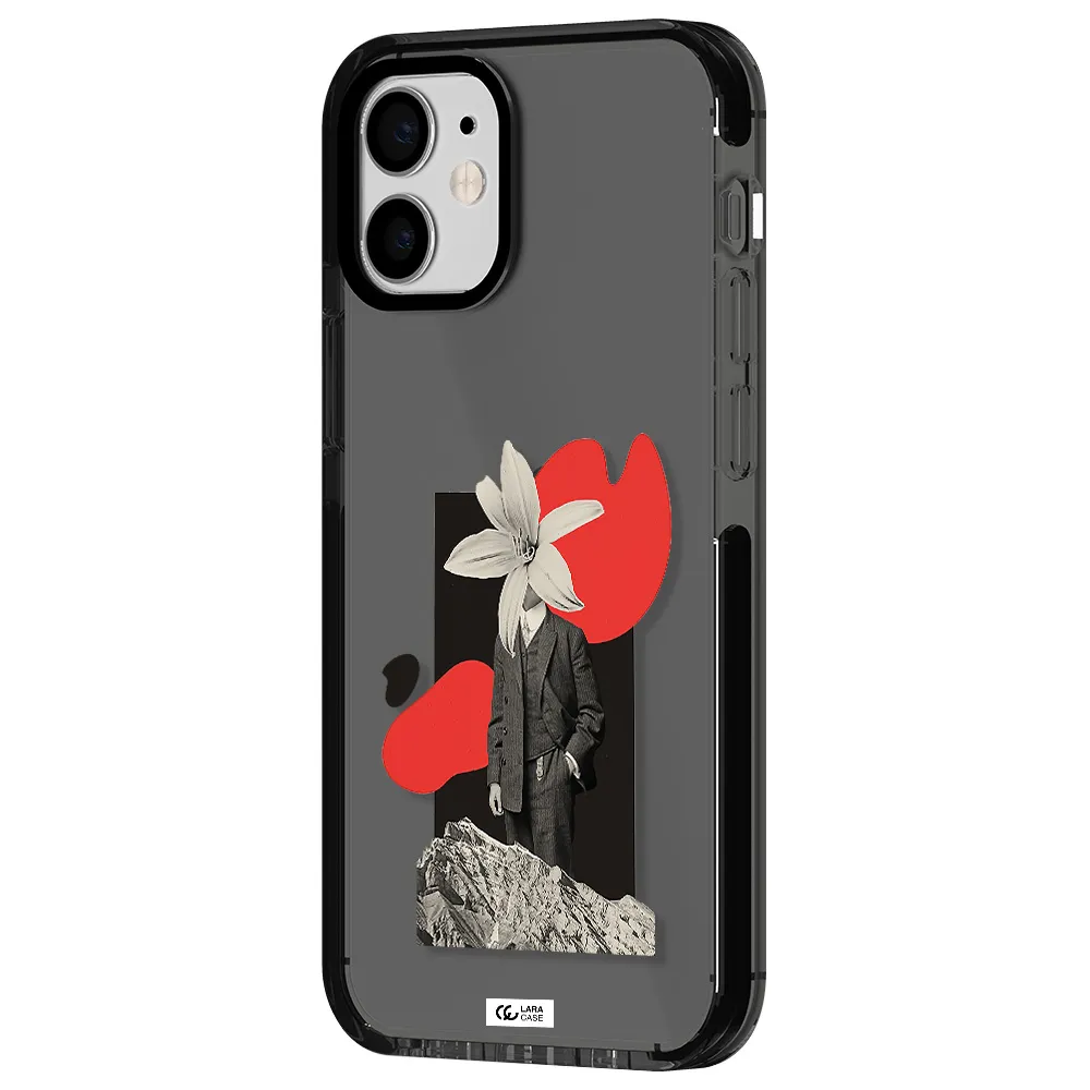 a man in a suit with a flower head Apple iPhone 12 mini impact Smoke Black Case