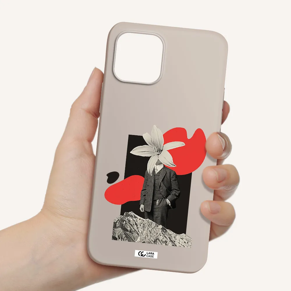 a man in a suit with a flower head Apple iPhone 12 mini Silicone Stone Case