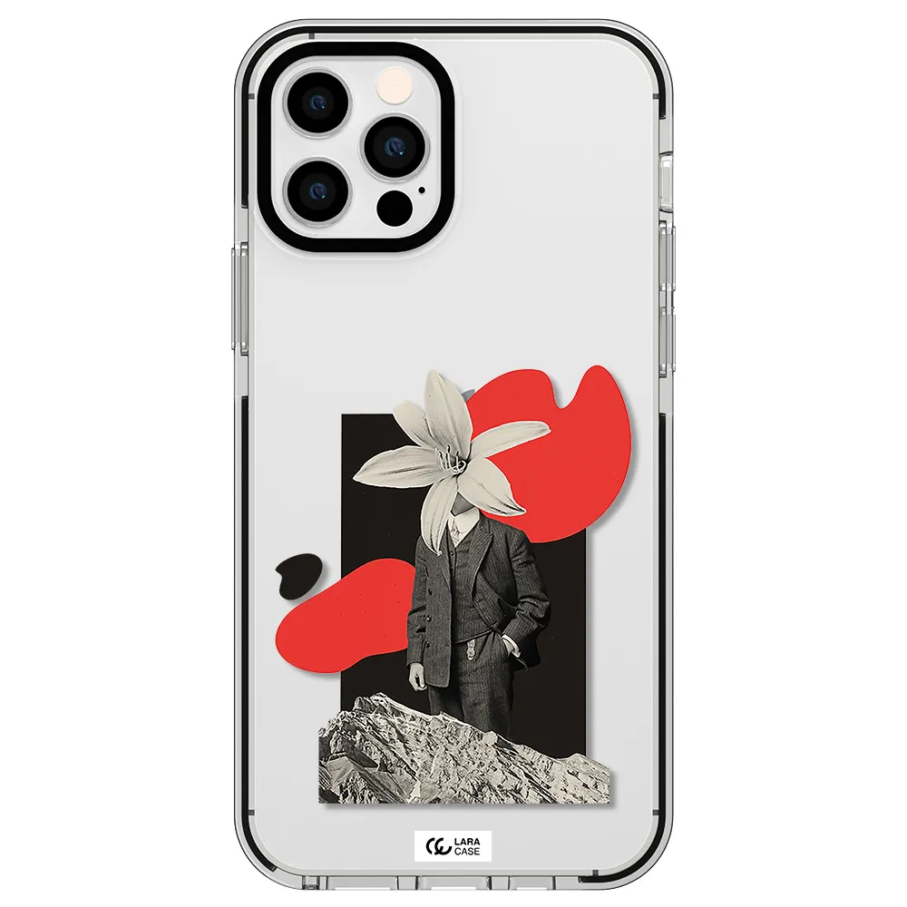 a man in a suit with a flower head Apple iPhone 12 pro impact black border Case