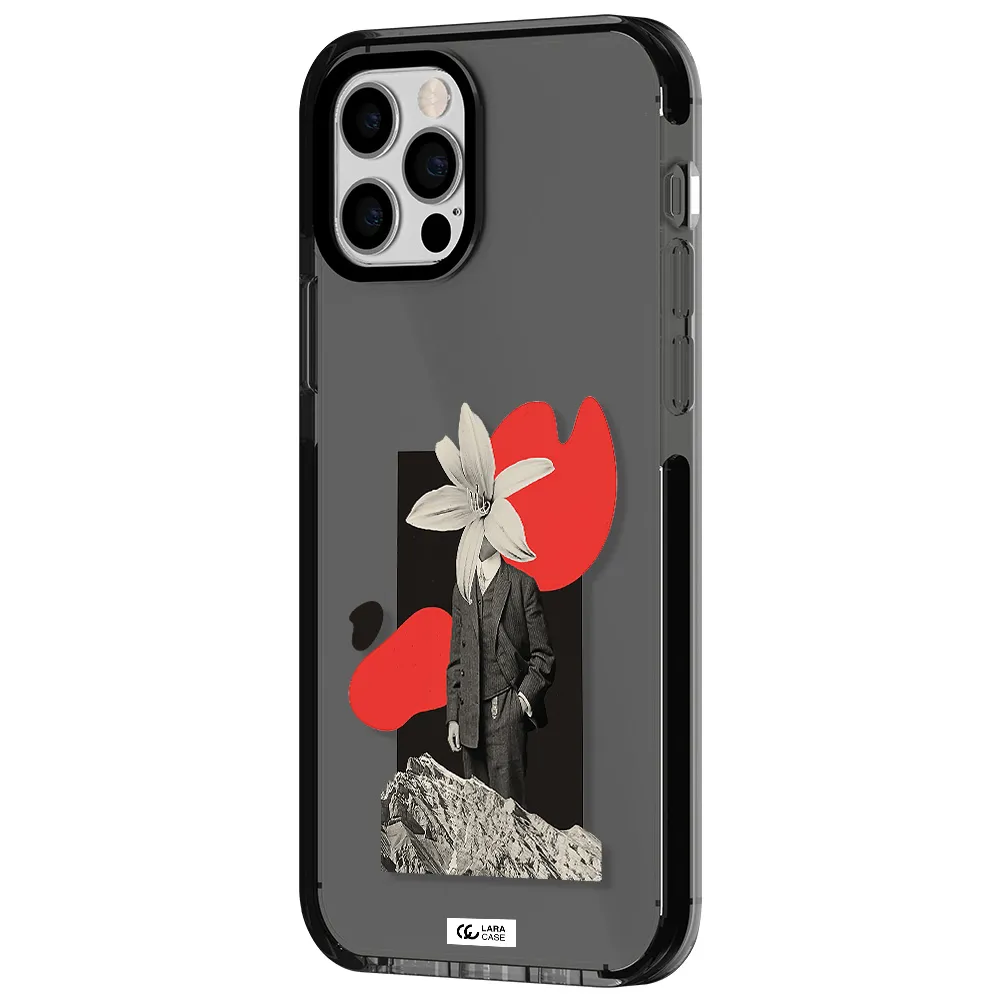 a man in a suit with a flower head Apple iPhone 12 pro impact Smoke Black Case